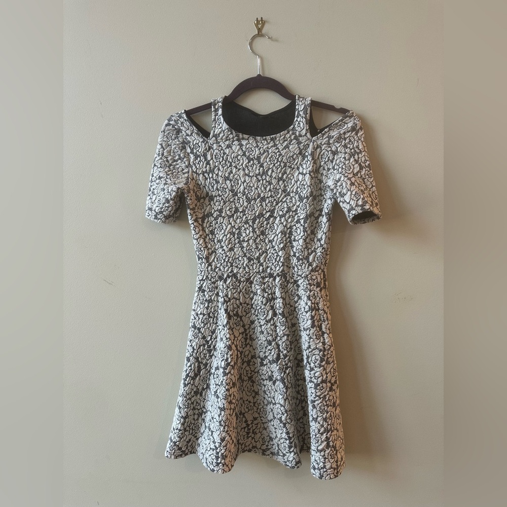 Topshop White Fit and Flare Mini Dress with Cold Shoulder